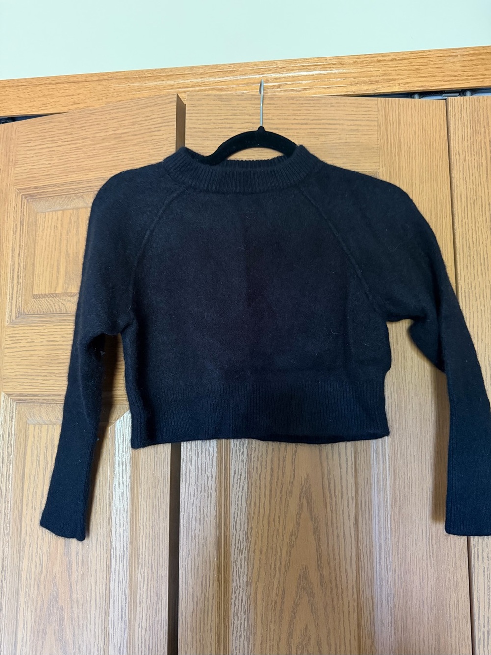 Babaton Black Cropped Crewneck Sweater
